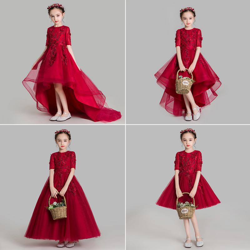 儿童晚礼服公主裙拖尾花童钢琴演出服女童主持人生日小女孩婚纱夏,淘宝优惠券,粉丝福利购,淘宝优惠卷