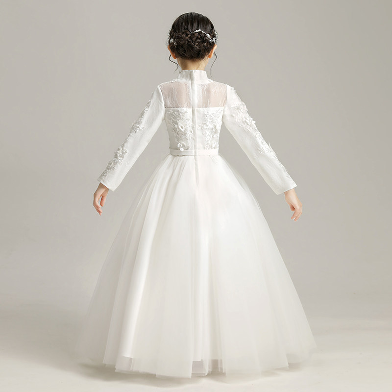 儿童公主裙蓬蓬女童长袖加绒花童晚礼服婚纱走秀演出服白纱裙洋气,淘宝优惠券,粉丝福利购,淘宝优惠卷