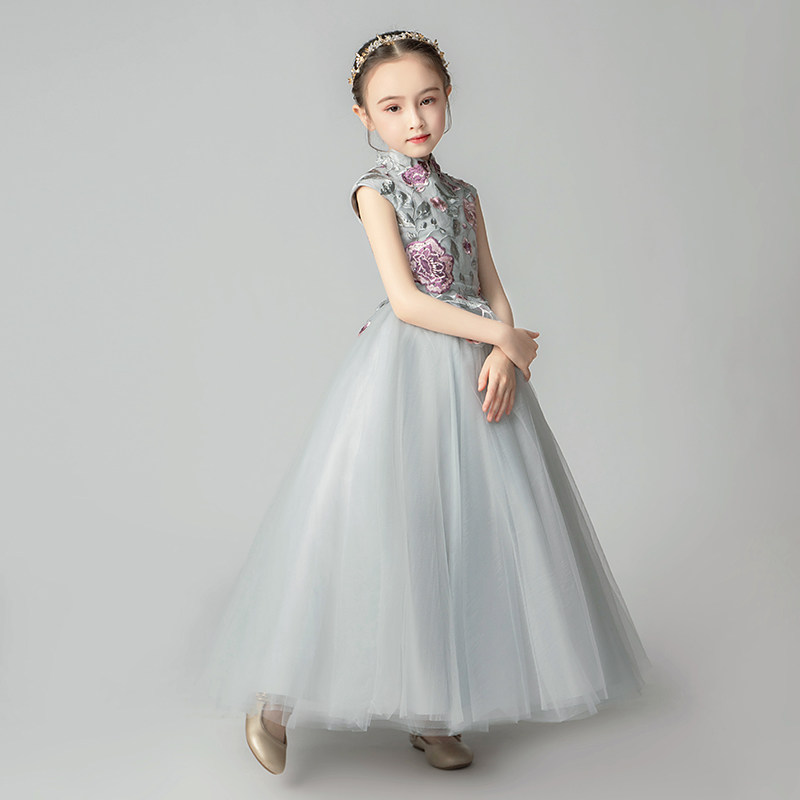 儿童晚礼服公主裙中国风女童小花童婚纱长款主持人模特走秀演出服,淘宝优惠券,粉丝福利购,淘宝优惠卷