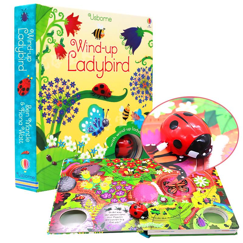 Usborne 英文原版绘本 Wind-up Ladybird 七星瓢虫 大开扭动发条轨道亲子启蒙书 儿童游戏玩具纸板书 附玩具 发条小瓢虫 0~3~5岁