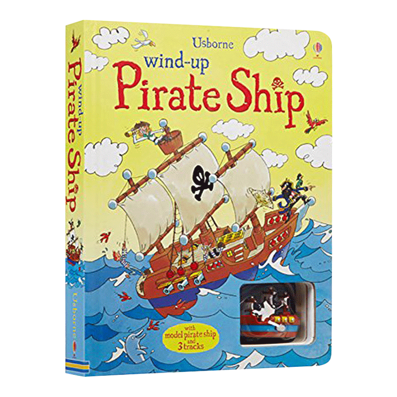 英文原版绘本 Wind-up Pirate Ship 发条海盗船轨道大开玩具书 Usborne 出版 启蒙0-3-6岁儿童纸板书 亲子互动智力游戏 益智故事书 - 图3