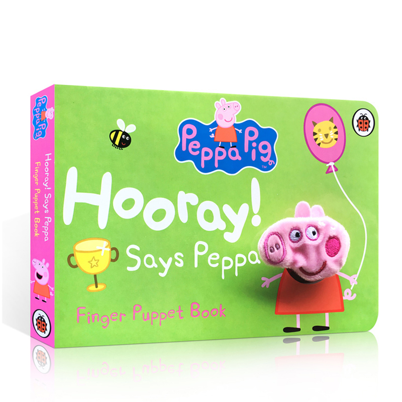 英文原版绘本 Peppa Pig: Play with Peppa Hand  Hooray! Says Peppa Finger 粉红猪小妹佩奇手指偶玩具纸板书2册亲子互动图画书 - 图0