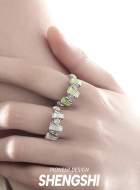 18光年新中式镶钻珐琅戒指