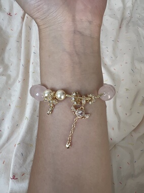 多面体原创 天然马粉水晶手链手串女款温柔可爱精致小清新