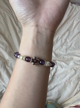 多面体原创 天然乌拉圭透体紫水晶手链手串女款温柔可爱精致
