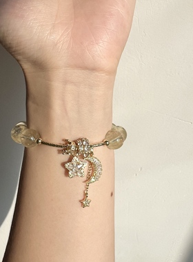 多面体原创 天然水晶黄水晶手链手串女款温柔可爱精致小清新