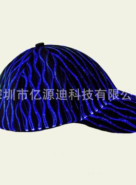 跨境LED曲纹布棒球帽Type-c可充电男女酒吧派对发光棒球帽