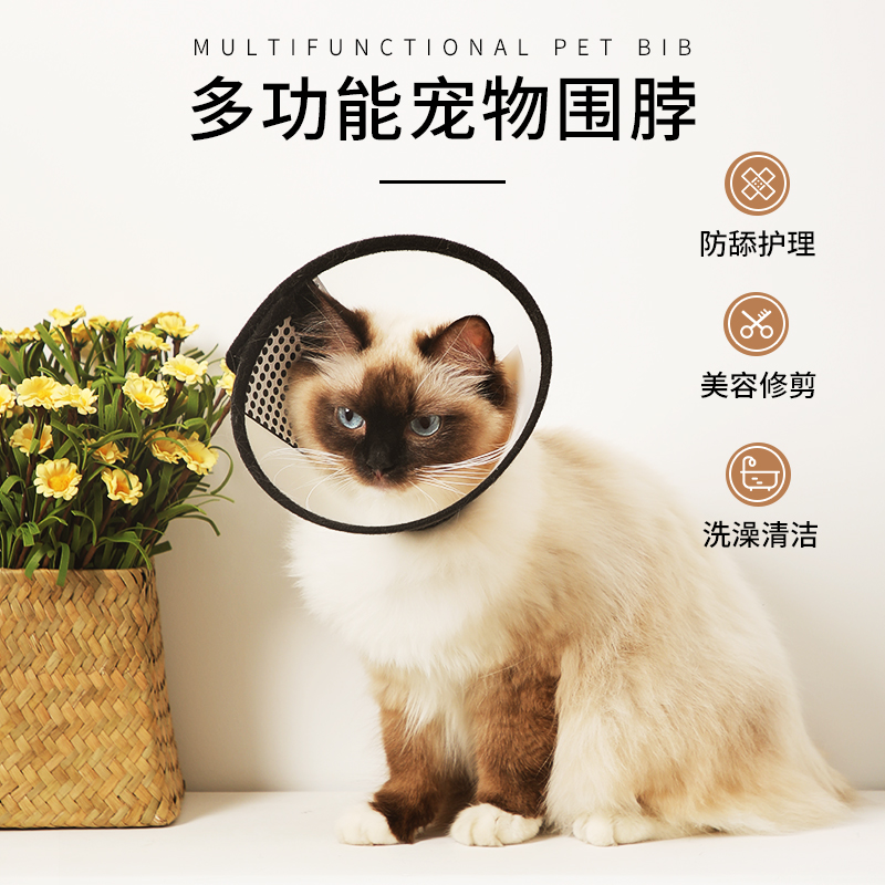 伊丽莎白圈猫咪狗狗项圈脖套防舔绝育除跳蚤宠物头套脖圈颈圈猫圈 - 图1