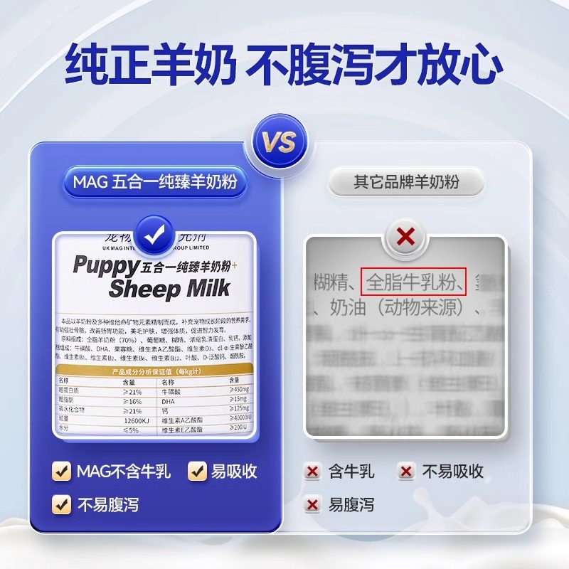 MAG宠物羊奶粉400g五合一高乳补钙狗狗猫咪幼犬幼猫孕期营养增肥,淘宝优惠券,粉丝福利购,淘宝优惠卷