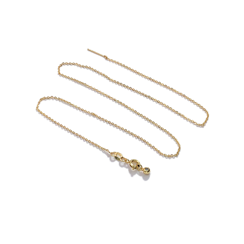 镀18k黄金色万能链项链女夏穿珍珠素链针式细款可调节锁骨链-图3