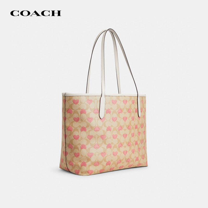 【官方授权】COACH/蔻驰City新款爱心托特包老花单肩手提包购物袋