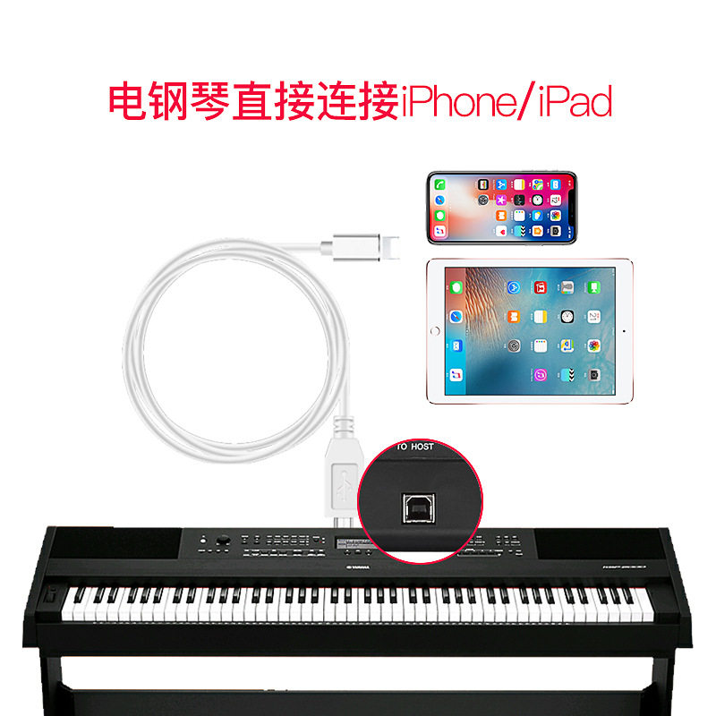 适用于电钢琴苹果OTG连接电子琴midi键盘电子鼓ipad平板USB转接线