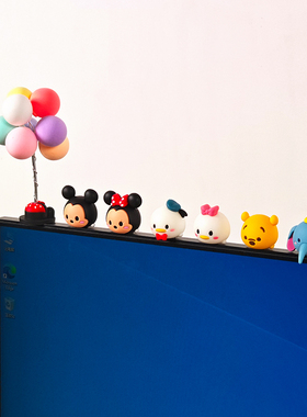 迪士尼米奇电脑屏幕装饰摆件工位显示器可爱卡通饰品迷你解压玩偶