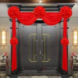 Большой красный цветочный бал свадебный блок Дверь Дверь сельская дверь Движение Свадебная комната Дверь Цветочная Шелкская атласная красная ткань Дверь Цвет гортензии