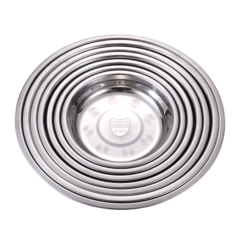 304食品级不锈钢盘子圆盘菜盘碟子家用加深汤盆餐盘水果盘子加厚 - 图3