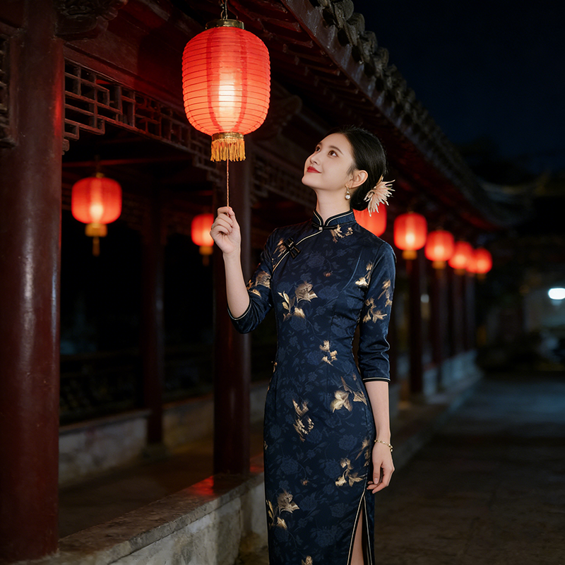 2026新春秋装国风新中式秋季七分袖旗袍新款女复古修身收腰春秋,淘宝优惠券,粉丝福利购,淘宝优惠卷