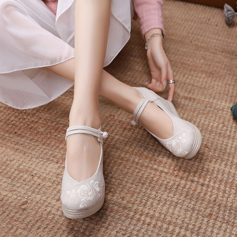 春新款高跟汉服鞋子坡跟老北京布鞋女时尚旗袍茶服鞋民族风绣花鞋,淘宝优惠券,粉丝福利购,淘宝优惠卷