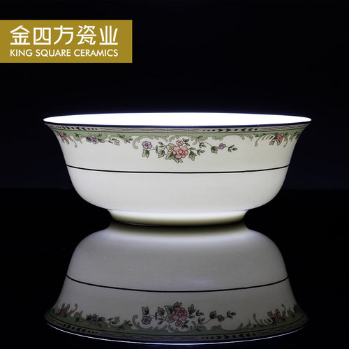 金四方唐山骨质瓷春满家园碗盘盆碟调羹勺子品锅家用搭配餐具套装 - 图3
