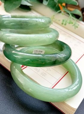 【一物一图】纯天然缅甸翡翠玉石手镯细糯糯冰种水油青满绿玉石手