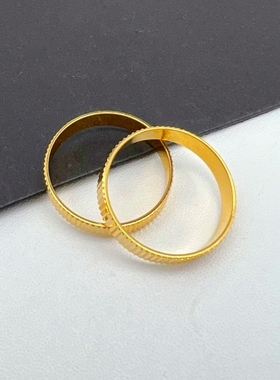 古法戒指女轻奢简约设计男女款越南沙金仿真黄金色情侣对戒结婚