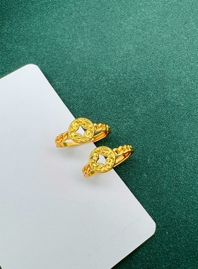 越南沙金招财盘铜钱碎冰冰戒指