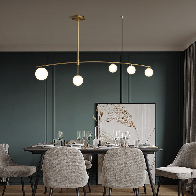 全铜玻璃餐厅LED吊灯简约吧台样板房前台创意个性服装酒店灯具_虎窝淘