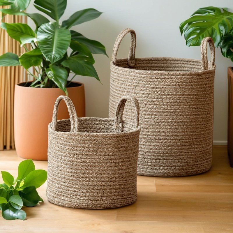 编织棉线脏衣篮带提手衣服收纳筐毛绒玩具收纳桶储物篮子脏衣篓,淘宝优惠券,粉丝福利购,淘宝优惠卷