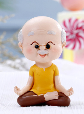 创意可爱老头老太蛋糕摆件