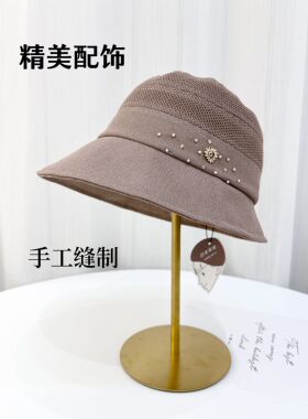 日本和纸帽子女士2025新款防晒渔夫帽夏季水钻防紫外线盆帽遮阳帽
