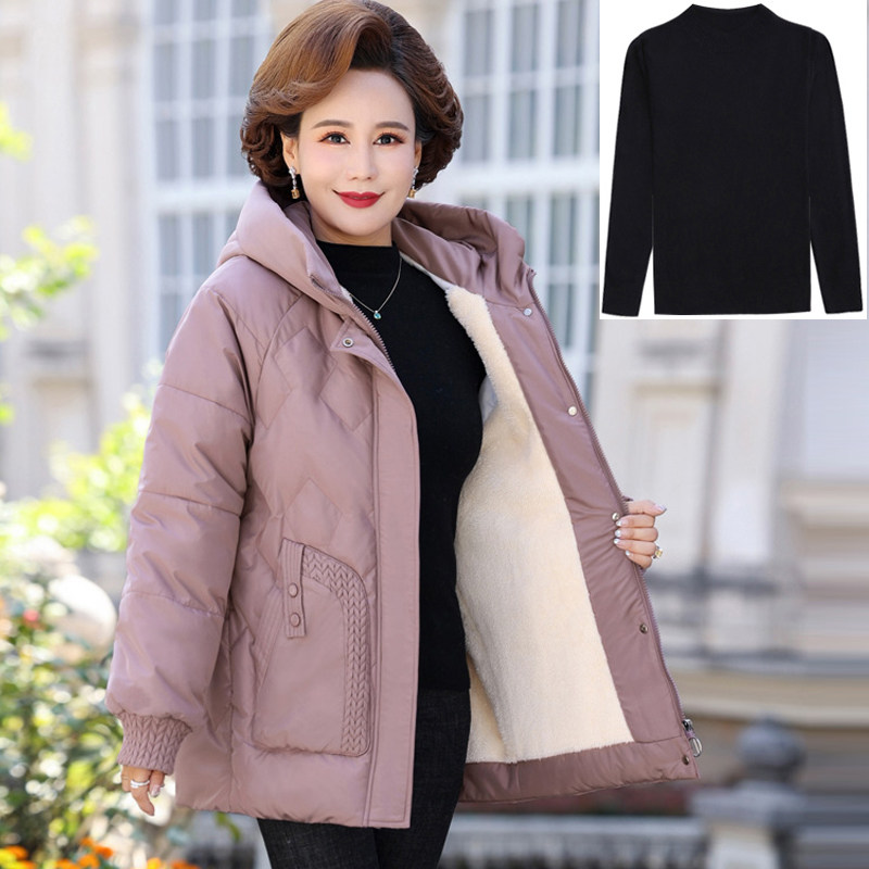 中年妈妈冬装外套羽绒棉服2022新款棉衣中老年人女装加绒加厚棉袄