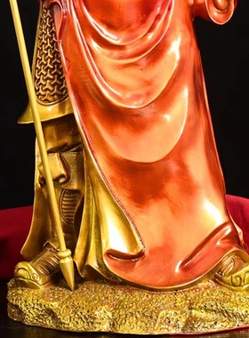 纯铜关公摆件铜像立刀关二爷托宝武财神家居店铺关羽武圣装饰大号