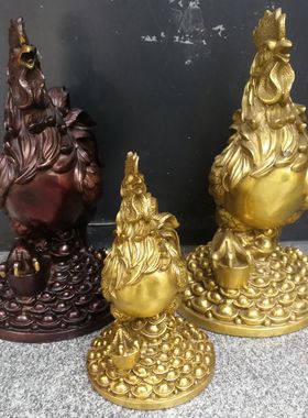 纯铜元宝鸡旺财生肖镇宅客厅摆件