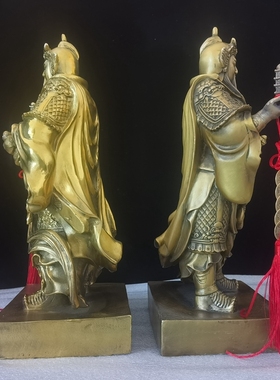 纯铜托塔李天王铜像黄铜李靖玲珑宝塔高40厘米摆放家用工艺品摆件