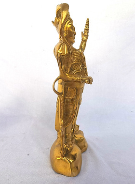 纯铜李靖站像哪吒供奉托塔天王