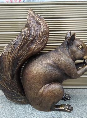 纯铜松鼠摆件 大号铜松鼠 风水铜器定做
