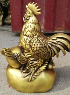 纯铜鸡母鸡招财小鸡摆件