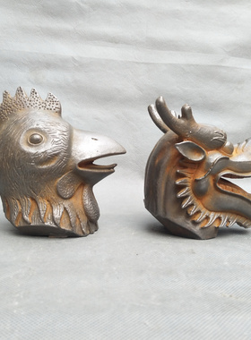 龙头鸡头摆件铸铁镇宅