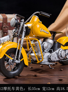 欧式风铁艺摩托车做旧橱窗摆件