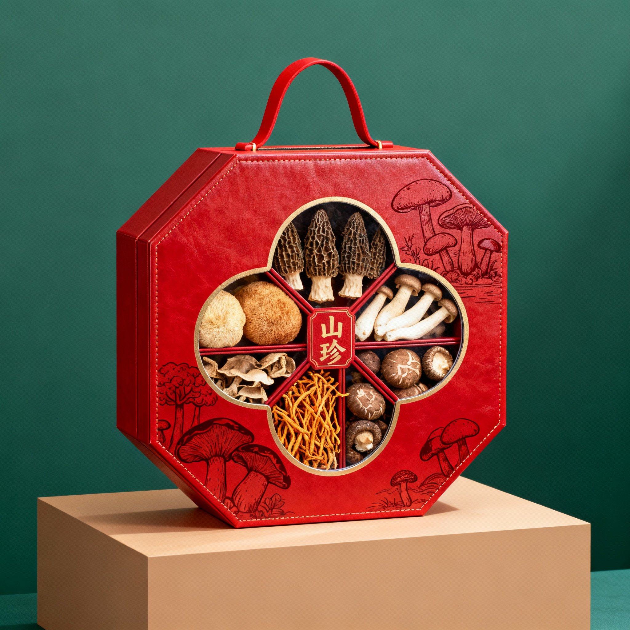 定制菌菇礼盒高档滋补品山珍干货包装空盒野生羊肚菌手提新年礼盒,淘宝优惠券,粉丝福利购,淘宝优惠卷