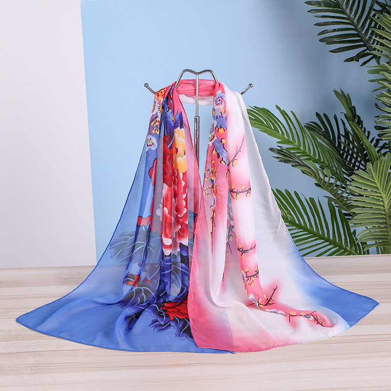 新品韩版百搭雪纺纱巾夏季小领巾印花丝巾围巾女轻薄长款披肩两用,淘宝优惠券,粉丝福利购,淘宝优惠卷