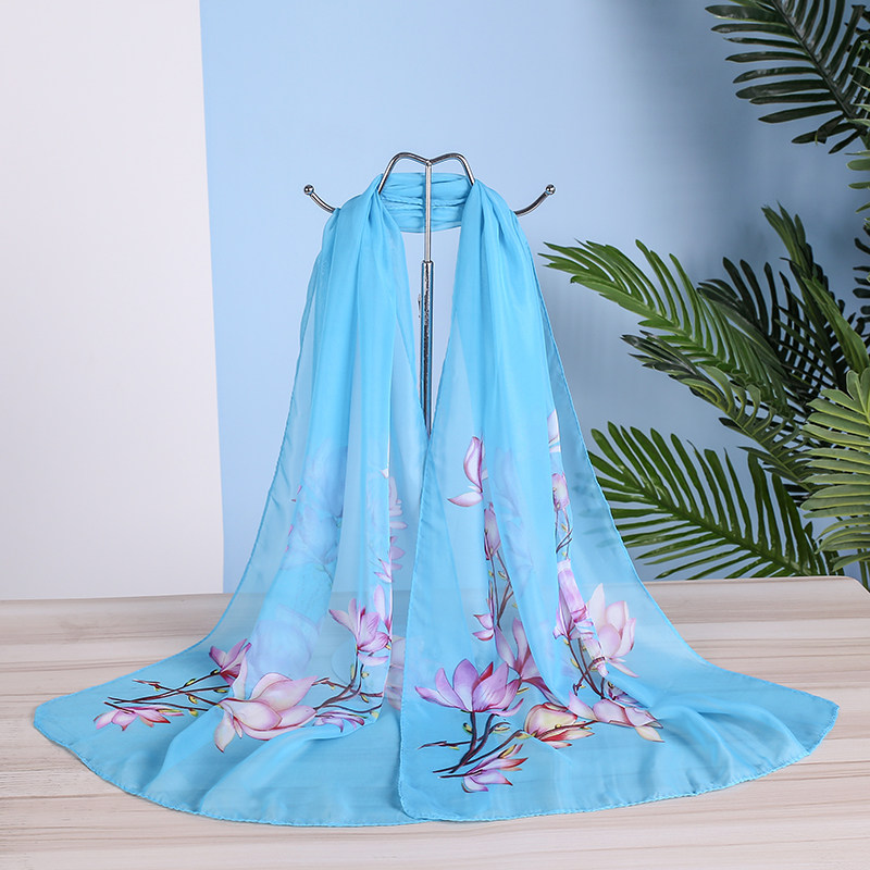 新品韩版百搭雪纺纱巾夏季小领巾印花丝巾围巾女轻薄长款披肩两用,淘宝优惠券,粉丝福利购,淘宝优惠卷