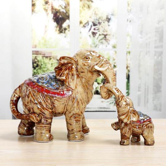 Factory direct supply ceramic ornaments Southeast Asian ceramic gifts elephant home TV cabinet elephant ornaments crafts