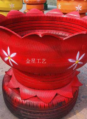 造型花盆底板废旧轮胎工艺品改造幼儿园装饰卡通轮胎彩绘墙上挂饰