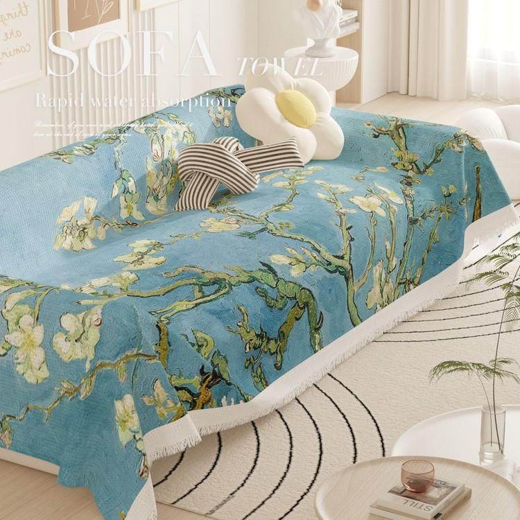 梵高创意风景万能沙发巾盖针织布全盖沙发垫套罩盖毯单三人四季通,淘宝优惠券,粉丝福利购,淘宝优惠卷