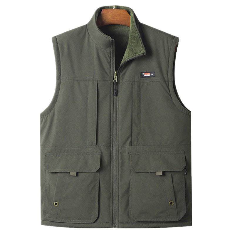 新款中老年马甲男式多口袋加绒加厚保暖坎肩户外防寒马夹,淘宝优惠券,粉丝福利购,淘宝优惠卷