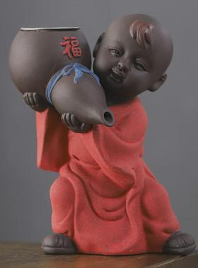 茶宠小和尚小孩茶漏茶滤杯茶盘茶壶茶台摆件功夫泡茶道过滤紫砂