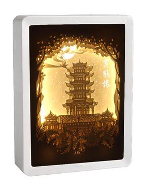国潮风小夜灯3d立体光影纸雕灯床头礼品定制件创意工艺纪念书桌摆