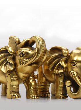 铜象摆件批发黄铜大象一对铜器象工艺品客厅大象办公室如意象