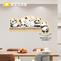 Beauty Seda Panda Hung Clock Living Room Decoration Painting Clock New Minima Modern Restaurant Sofa Background Wall Hanging Painting