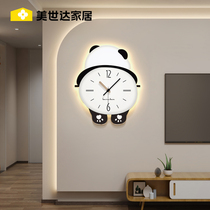 Beauty Seda Panda Clocks Hung in the Living Room 2023 New minimalist Atmosphere Red Home Hanging Wall Creative Clock Lights